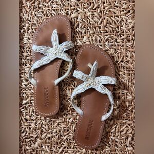 Women's Starfish Sandals - Cream and Brown